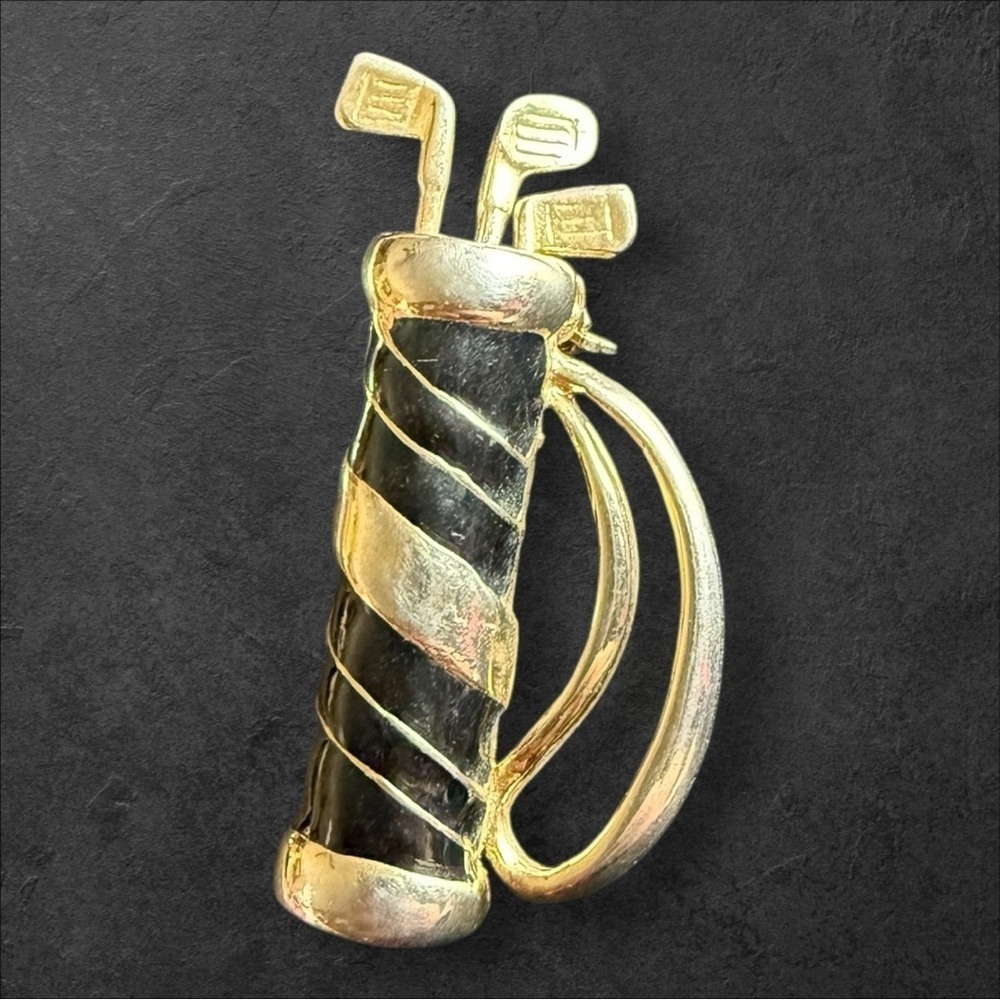 Vintage Golf Bag Brooch With Movable Club - Picture 1 of 2